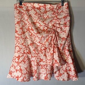 Max Studio Asymmetrical Floral Skirt - Red and White